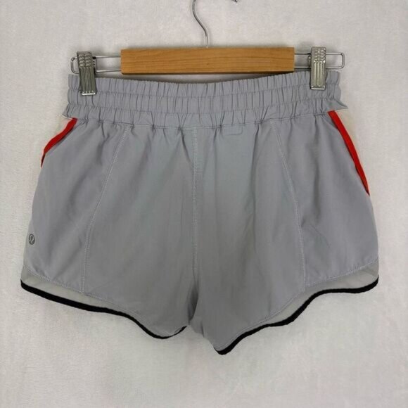 Lululemon Blue-Grey with White & Orange Sides Athletic Shorts Size 4 - Picture 7 of 11